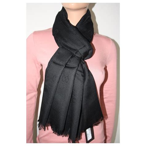 black gucci scarf womens|authentic gucci silk scarf.